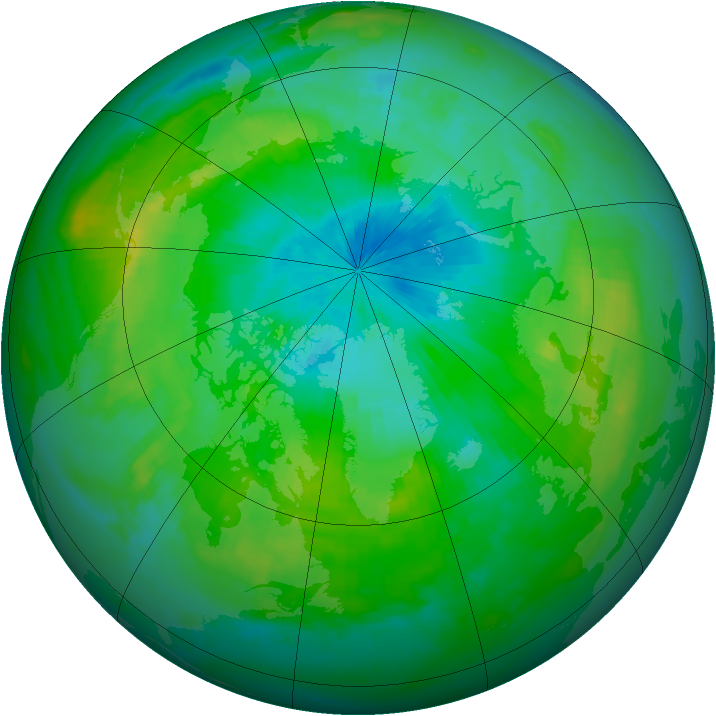 Arctic ozone map for 27 August 1998